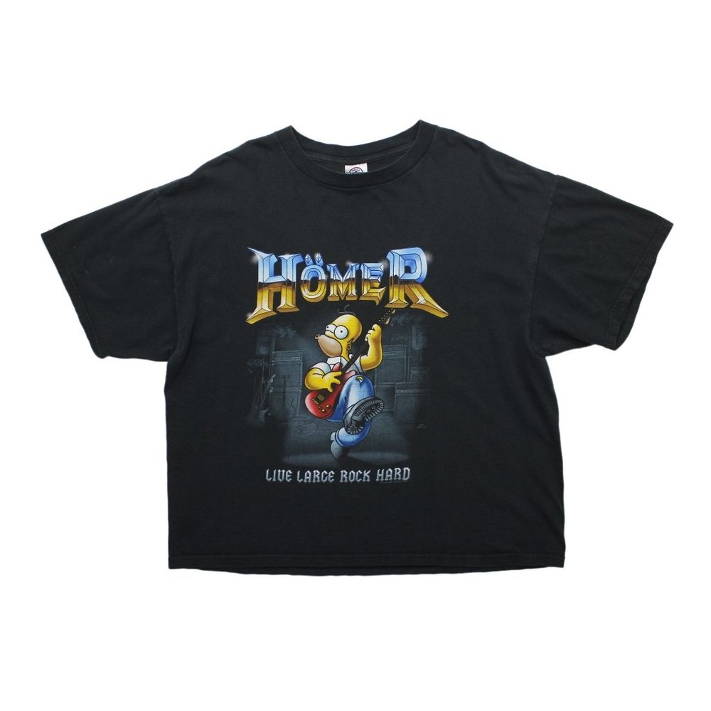 Vintage Homer Simpson 2005 Rock Music Short Sleeve Black T Shirt Top sz XL